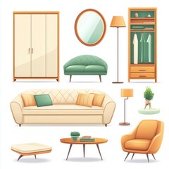 Set of  modern furniture illustrations