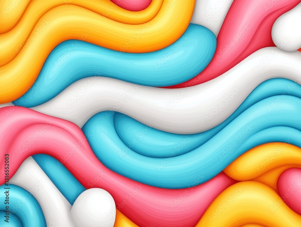 Poster colorful abstract waves of smooth, flowing shapes creating a vibrant background