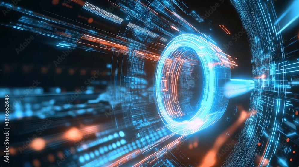 Poster digital acceleration visualized a futuristic journey through cybernetic pathways virtual environment