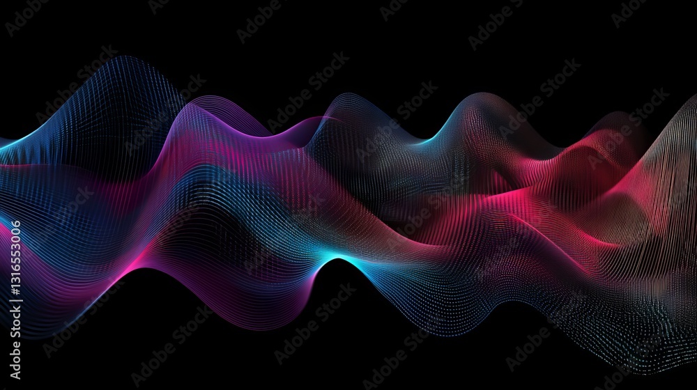 Poster abstract pink blue digital wave background modern elegant flowing dynamic design futuristic technolo