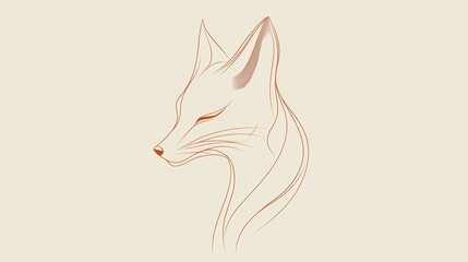 Obraz premium A minimalist representation of a fox's head captures its graceful features and sleek lines. The design emphasizes the animal's beauty and smooth contours.