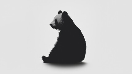 A solitary panda sits quietly with its back turned. The minimalist design emphasizes the panda's silhouette, showcasing its distinctive features against a soft backdrop.