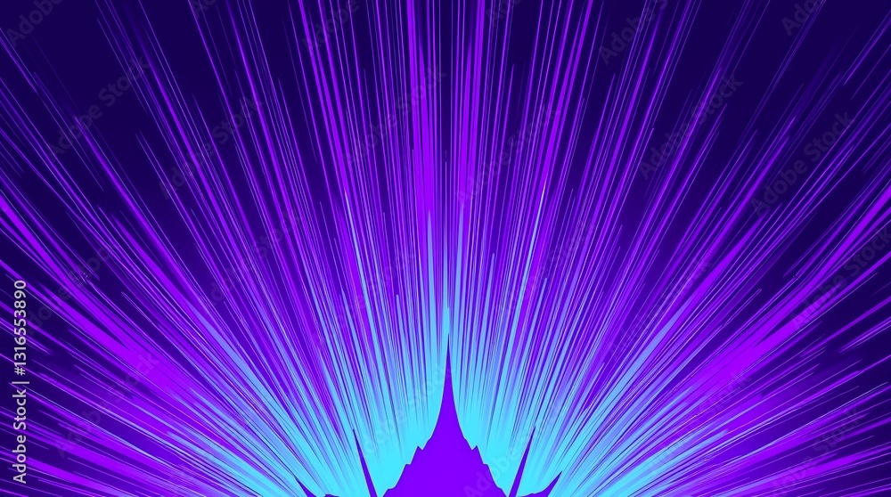 Poster radiant burst: a vibrant, abstract image featuring a mesmerizing burst of light in shades of purple 