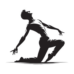 Breathtaking Aerial Dancer silhouette, defying gravity in motion - Dance illustration - Minimalist Dance vector - Profession silhouette
