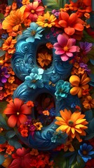 Intricate Floral Pattern Design with Number 8 for Women's Day Banner with Creative Copy Space