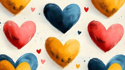 Whimsical Seamless Texture of Hand Drawn Hearts for Fun Valentine's Day, Women's Day, and Mother's Day Decorative Artwork in Vector Style