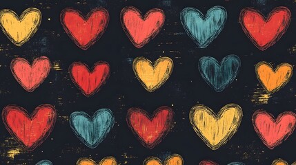 Intricate Seamless Texture of Hand Drawn Hearts for Celebrating Love on Valentine's Day, Women's Day, and Mother's Day in Vector Style