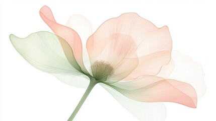 Obraz premium An intricate design showcases a light pink flower with softly blended petals. The flower's translucent quality creates an airy feel, enhancing its delicate beauty.