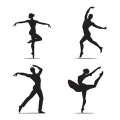 Choreographed Art Dancer silhouette, synchronized in perfection - Dance illustration - Minimalist Dance vector - Profession silhouette
