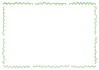 水彩風シンプルな四角いフレーム　緑のもくもくの枠