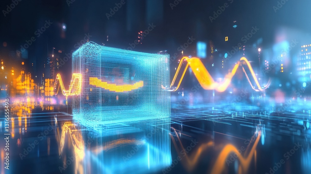 Poster dynamic technology visualization urban cityscape digital graphics futuristic environment high-tech v