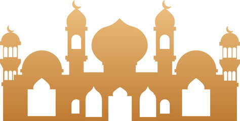 Gold Mosque Architecture Silhouette Decorative