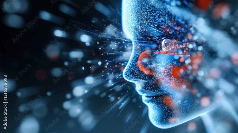 Poster futuristic digital transformation virtual realm abstract art cyber environment close-up view ai conc