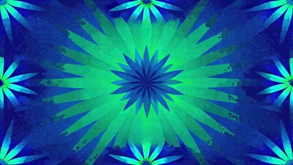 Obraz premium A Mesmerizing Ocean-inspired Mandala Bursting With Vibrant Teal And Blue Hues, Radiating Tranquility And A Sense Of Underwater Wonder With A Textured Watercolor Effect