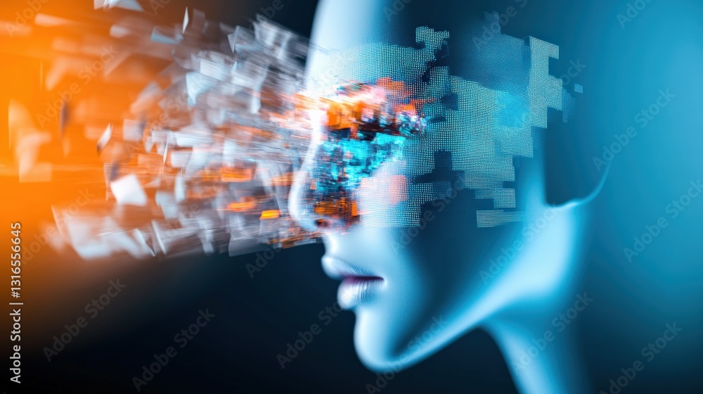 Poster digital transformation exploring ai's impact on human perception virtual environment abstract imager
