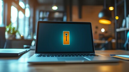 Close-up of a laptop screen showing a software update progress bar in a modern workspace, representing technology advancement and digital transformation concepts.