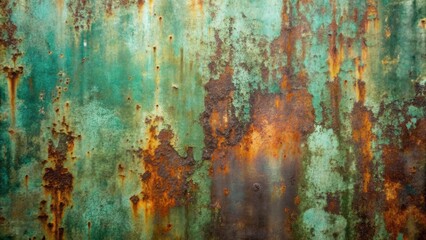 Fototapeta premium Rustic Teal and Rust Metal Texture A Weathered Surface with Varied Patina and Corrosion
