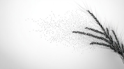 Obraz premium Abstract wheat field, digital art, particles, white background
