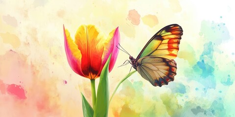 A colorful butterfly resting on a beautiful vibrant flower