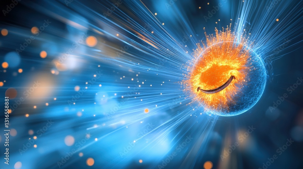 Poster dynamic explosion of energy particles quantum realm digital art sci-fi environment close-up view sci