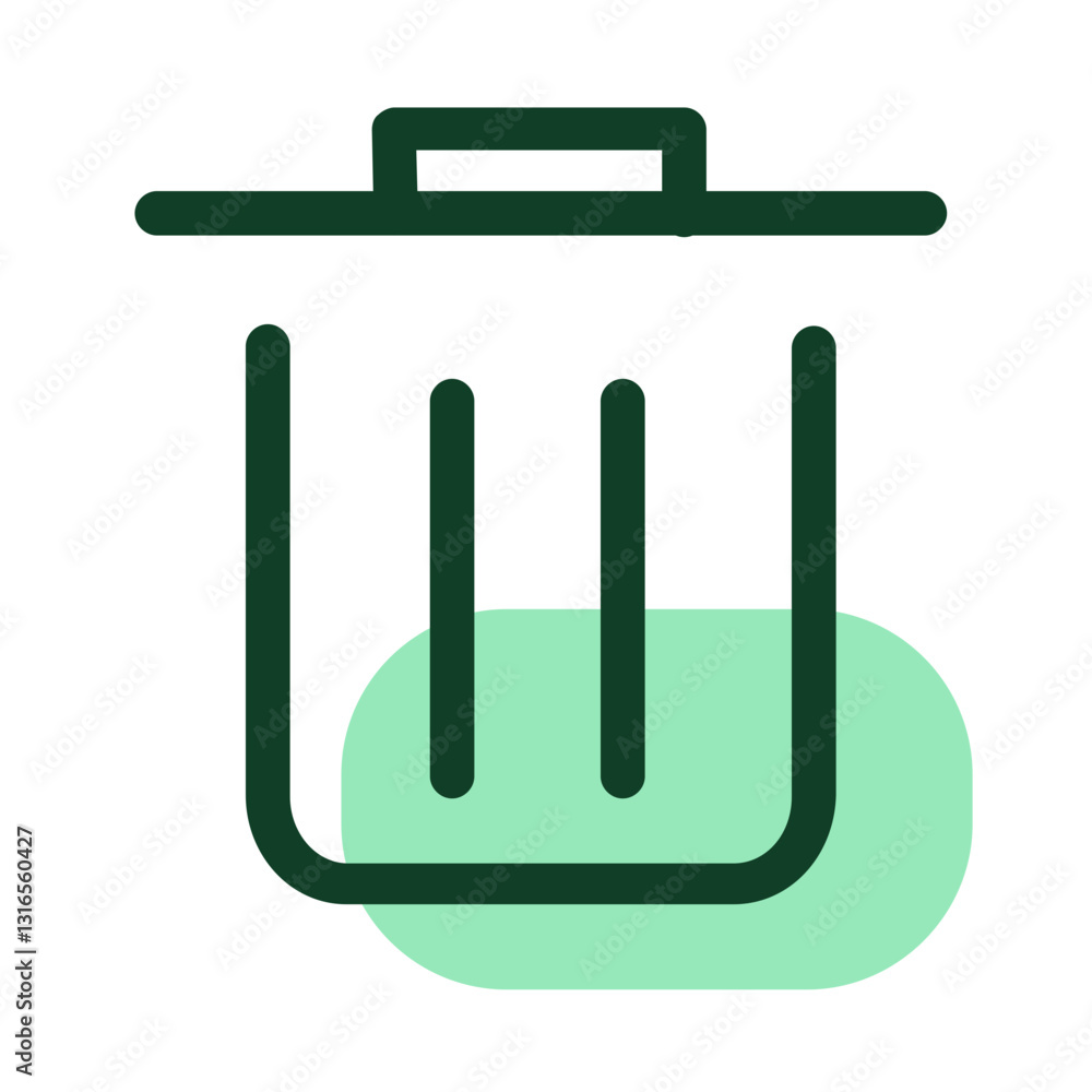 Poster a simple green trash can icon representing digital cleanup, data deletion, and a fresh start with a 