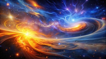 Obraz premium A Cosmic Dance of Celestial Bodies, Swirling Nebulas, and Radiant Energy in a Vibrant, Imaginary Universe