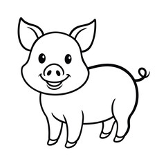 vector illustration of cartoon pig
