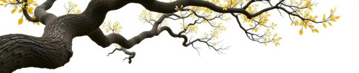 Fototapeta premium Twisted and gnarled tree branches isolated on white, forest elements