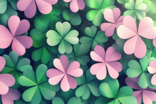 Lush green and pink four-leaf clover design  cover