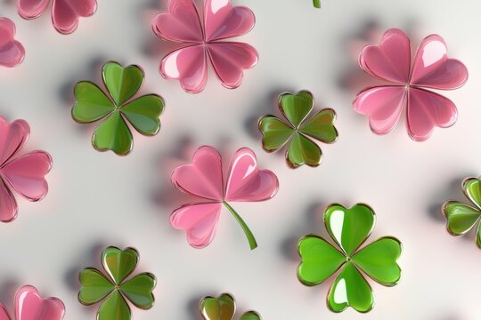 Stylish 3D shamrocks for St. Patrick&rsquo;s Day  close-up
