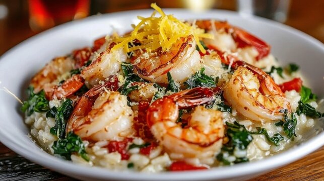 Creamy Risotto with Fresh Herbs and Lemon Zest Garnish