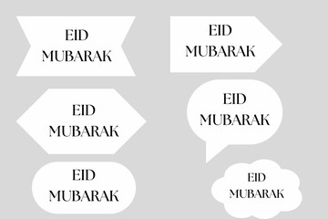 Eid Mubarak Greetings on different Styles - White Back ground and White Writing 