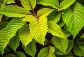 Vibrant green leaves, intricate detail, isolated,  illustration, background