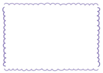 水彩風シンプルな四角いフレーム　紫のもくもくの枠