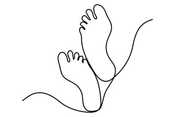 Foot sole continuous one line drawing of doodle vector illustration