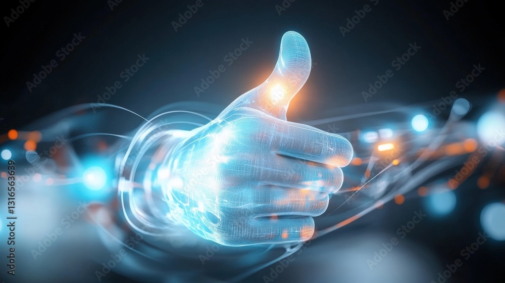 Poster digital innovation action futuristic hand gesture virtual space graphic representation high-tech env
