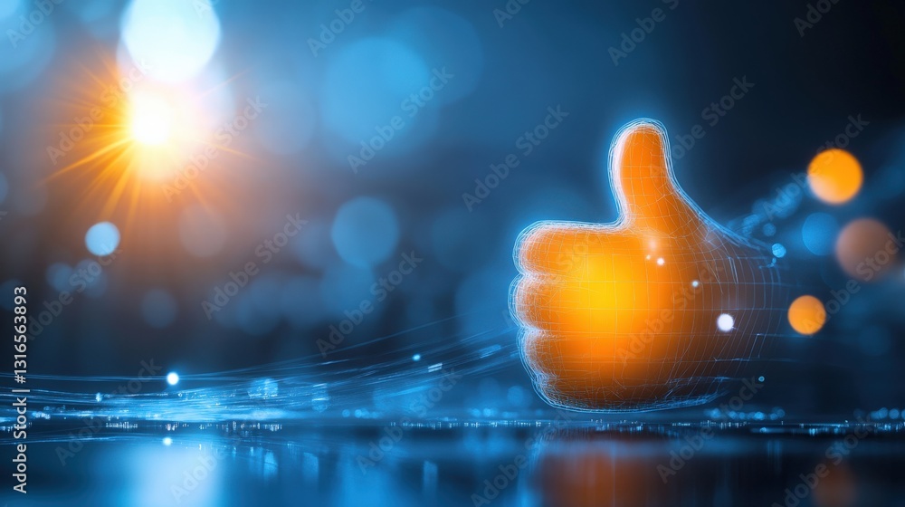 Poster digital thumbs up gesture online environment graphic design abstract background positive vibes user 