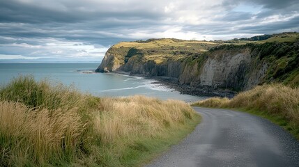 an off-the-beaten-path scenic drive, a remote winding road through dramatic coastal cliffs, an undiscovered paradise for adventure seekers