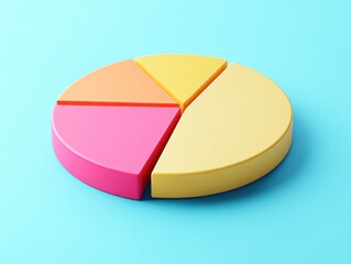 Obraz premium Colorful pie chart on a blue background illustrating data distribution