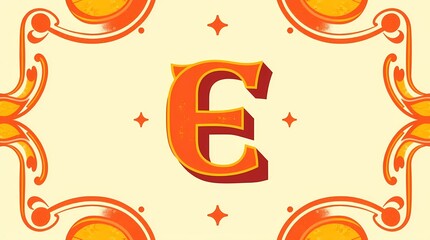 Vintage Letter "E": The letter "E" in an ornate, vintage style, standing out on a light cream background framed by elegant decorative patterns and subtle star accents. A fusion of nostalgia.