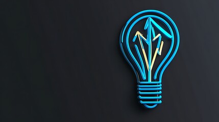 Neon Lightbulb Illustration: Growth Concept on Dark Background AI Generated