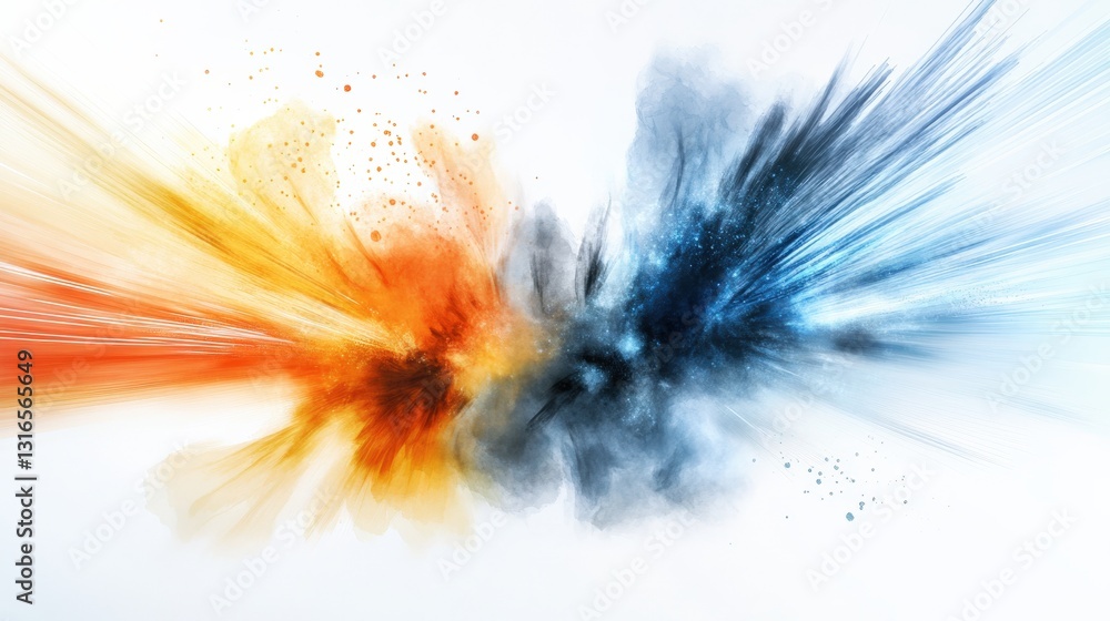 Poster dynamic clash of warm and cool colors abstract art composition digital creation vibrant environment 