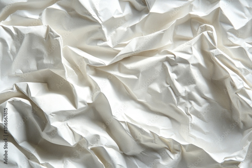 Poster close-up of crumpled paper with natural lighting creating soft shadows.