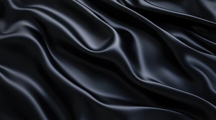 Obraz premium A flowing arrangement of smooth black fabric with gentle curves