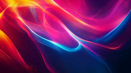Abstract Digital Artwork with Flowing Wavy Lines in Vibrant Orange and Blue Colors – Dynamic and Eye-Catching Design on a Dark Background