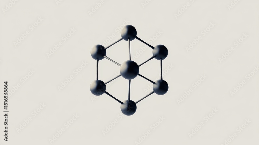 Poster a detailed representation of a molecular structure is displayed, featuring interconnected spheres an