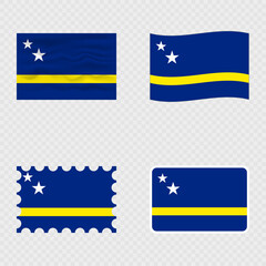Curacao national flag in four different styles.