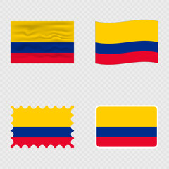 Colombia national flag in four different styles.