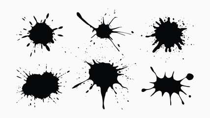 High-Resolution Digital Illustration of Black Paintbrush Strokes in a Grid Layout