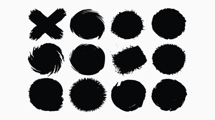 High-Resolution Digital Illustration of Black Paintbrush Strokes in a Grid Layout